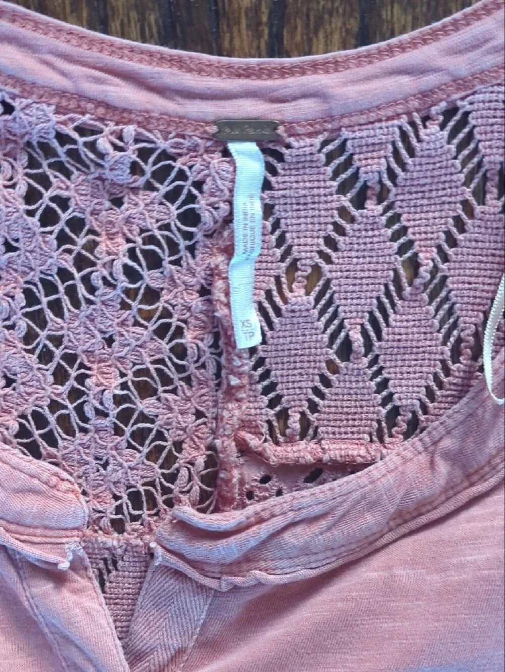 Free People Crochet-Back Long Sleeve Top - Dusty Rose